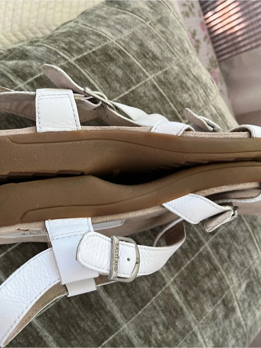 Eastland White Leather Crisscross Slingback Sandals - Picture 5 of 9
